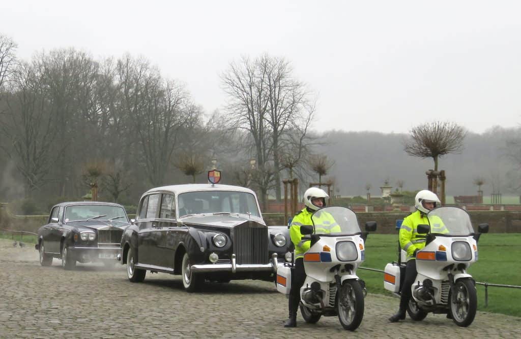 Die Spitze der königlichen Kolonne im Film Spencer bildeten die beiden Polizei-Motorräder samt Fahrer aus Marburg