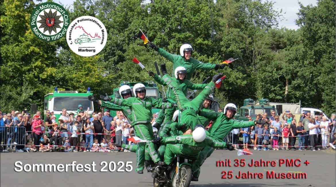 Am 17. Aug. 2025 fand das Sommerfest des PMC mit einem Doppel-Jubiläum im Polizeioldtimer Museum Marburg statt