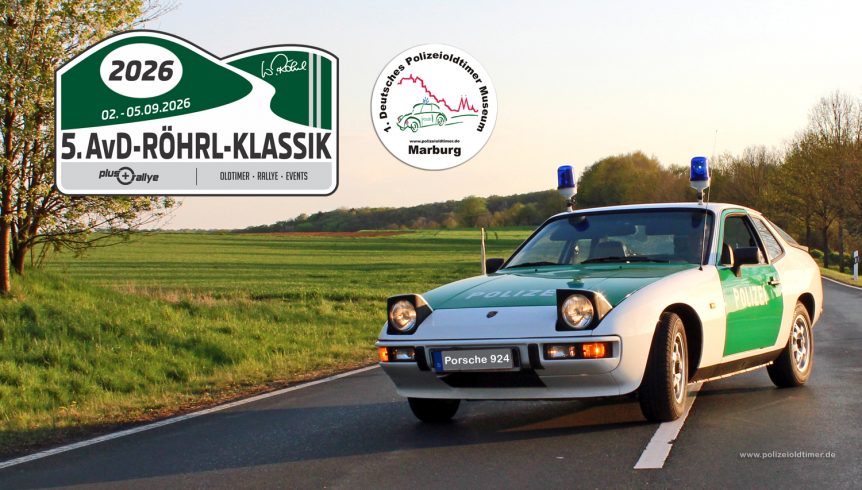 Der Porsche 924 aus dem Polizeioldtimer Museum Marburg wird bei der Wertungsprüfung zur 5. AvD-Röhrl-Klassik in Marburg auch zu sehen sein